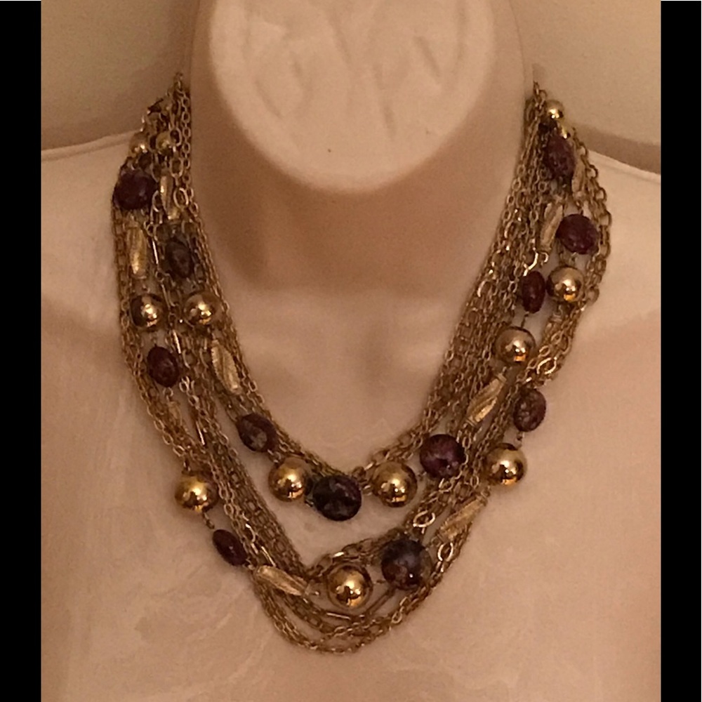 Multi Strand Gold Chains Adjustable Necklace - image 1